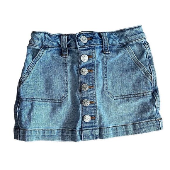 Cat & Jack Girl’s High-Waisted Button Front Light Wash Denim Skirt Size XS 4/5 - Picture 1 of 8
